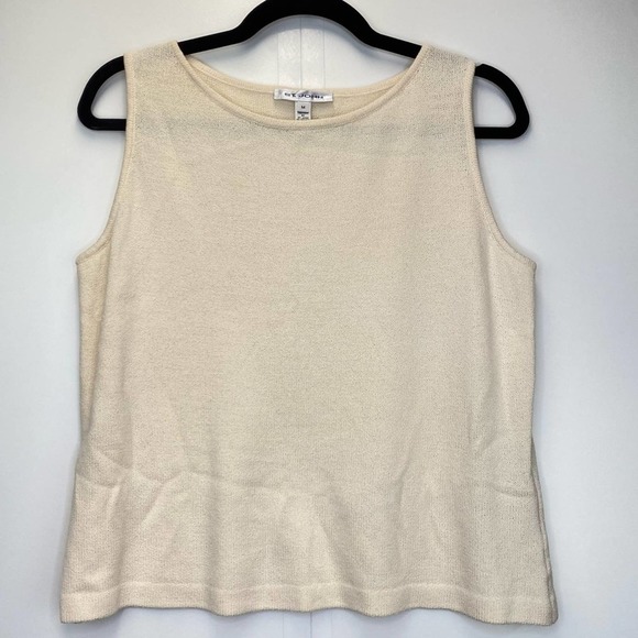 St. John Knit Sleeveless Knit Top Beige Wool Blend - Picture 1 of 6